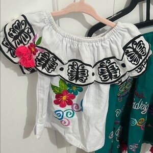 Embroidered Off-Shoulder Top with Floral Design